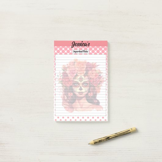 Schattigee suikerschedel Belangrijke opmerkingen Post-it® Notes (Op bureau)