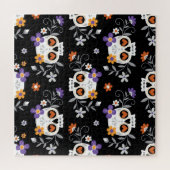 Schattigee suikerschedels met de hand getrokken legpuzzel (Horizontaal)