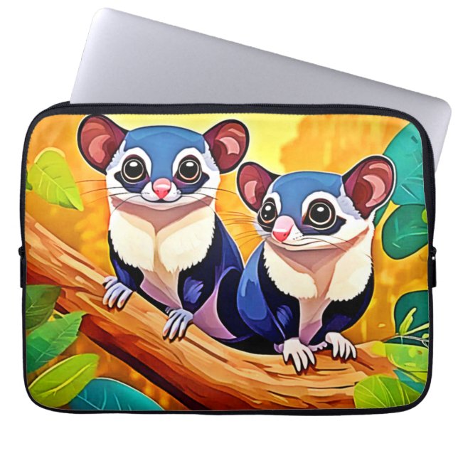 Schattigee suikerzweefvliegtuigen laptop sleeve (Voorkant)