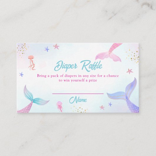 Schattigee Summer Mermaid Tail Luier Raffle Baby s Informatiekaartje (Voorkant)