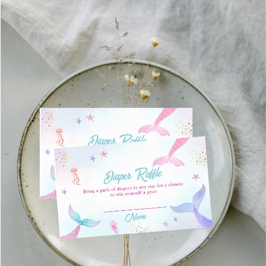 Schattigee Summer Mermaid Tail Luier Raffle Baby s Informatiekaartje