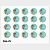Schattigee Summer Pool Zeemeermin Verjaardag Stick Ronde Sticker (Vel)