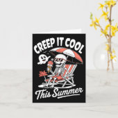 Schattigee Summerween Ghost Funny Beach Halloween Kaart (Gele Bloem)