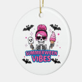 Schattigee Summerween Vibes Skeleton IceCream Summ Keramisch Ornament (Links)