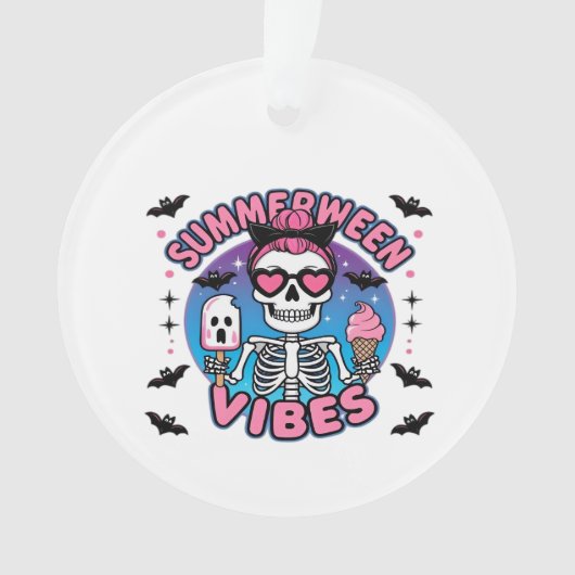 Schattigee Summerween Vibes Skeleton IceCream Summ Ornament (voorkant)