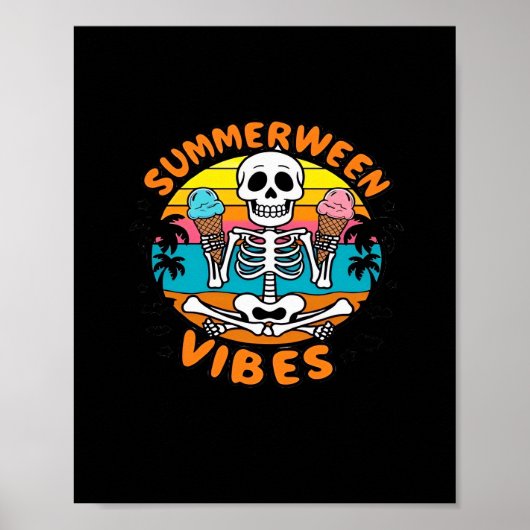 Schattigee Summerween Vibes Skeleton IceCream Summ Poster (Voorkant)