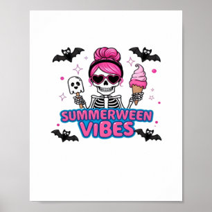 Schattigee Summerween Vibes Skeleton IceCream Summ Poster