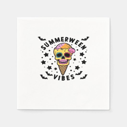 Schattigee Summerween Vibes Skeleton IceCream Summ Servet (Voorkant)