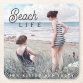 Schattigee Sun-Kissed en Salty Beach Life Kartonnen Onderzetters (Voorkant)