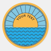 Schattigee Sun Ocean Waves Sunrise Beach Ronde Sticker (Voorkant)