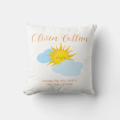 Schattigee Sunny Smile Geboorterecord Stats Pasgeb Kussen (Voorkant)