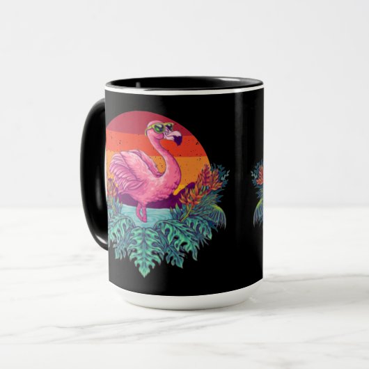 Schattigee Sunset PINK FLAMINGO Mok (Voorkant links)
