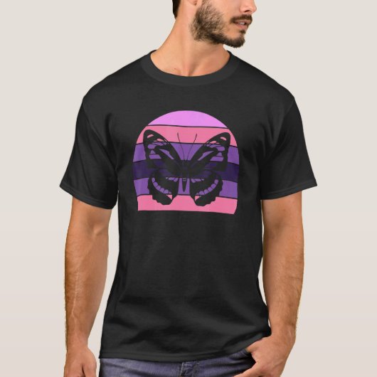Schattigee  Sunset Trendy Silhouette Butterfly T-shirt (Voorkant)