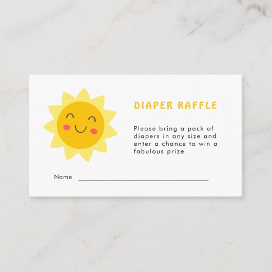 Schattigee Sunshine Baby shower Luier Raffle Kaart (Voorkant)