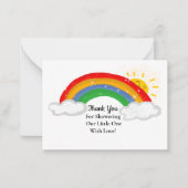 Schattigee Sunshine Rainbow Dank u kaart Notitiekaartje (Voorkant)