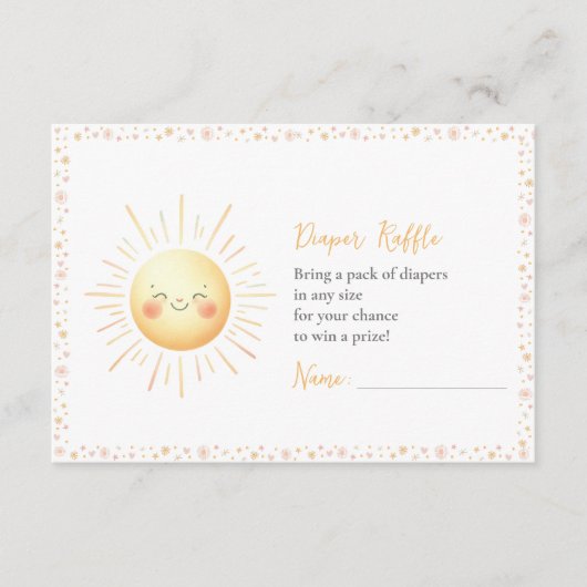 Schattigee Sunshine Theme Luier Raffle Baby shower Informatiekaartje (Voorkant)