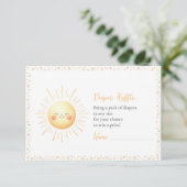 Schattigee Sunshine Theme Luier Raffle Baby shower Informatiekaartje (Staand voorkant)