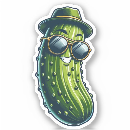 Schattigee Super Pickle Custom-Cut Vinyl Stickers (Voorkant)