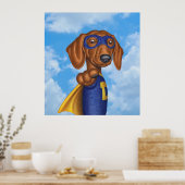 Schattigee superheld Dachshund Poster (Keuken)
