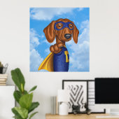 Schattigee superheld Dachshund Poster (Thuiskantoor)
