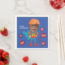 Schattigee Superheld 💥 Kleurrijke Verjaardagsfoto Servet