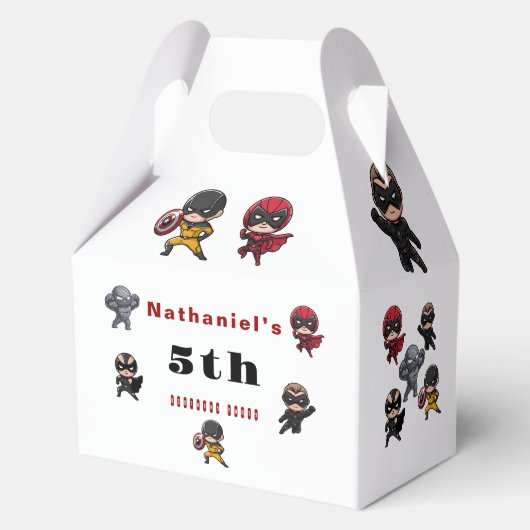 Schattigee superheld voor de reddingsverjaardag bedankdoosjes (Voorkant)
