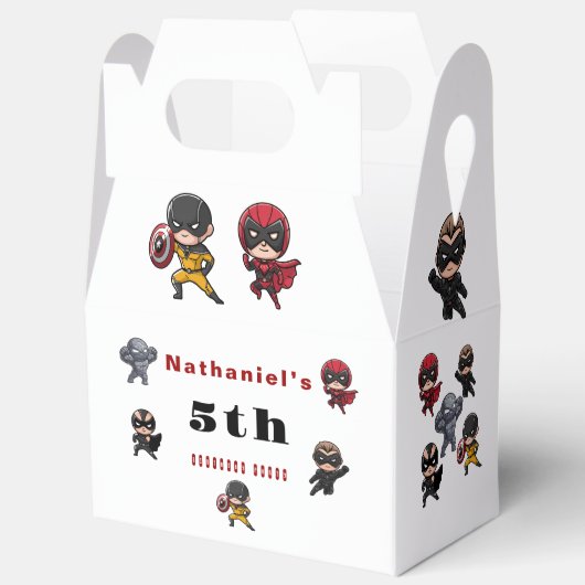 Schattigee superheld voor de reddingsverjaardag bedankdoosjes (Open)