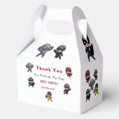 Schattigee superheld voor de reddingsverjaardag bedankdoosjes (Achterkant)