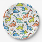 Schattigee superhelden dinosaurussen papieren bordje (Voorkant)