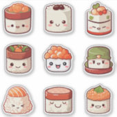 Schattigee Sushi Kawaii Sticker (Voorkant)