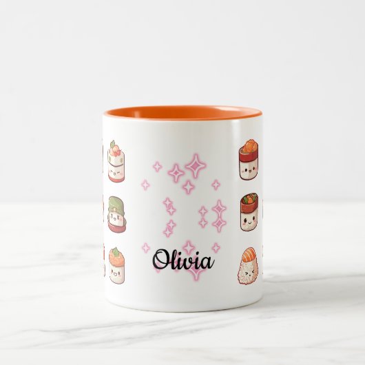 Schattigee Sushi Kawaii Tweekleurige Koffiemok (Center)