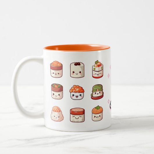 Schattigee Sushi Kawaii Tweekleurige Koffiemok (Links)