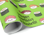 Schattigee Sushi Kinder 1e verjaardagsfeest Cadeaupapier (Rol Hoek)