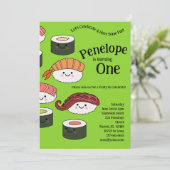 Schattigee Sushi Kinder 1e verjaardagsfeest Kawaii Kaart (Staand voorkant)