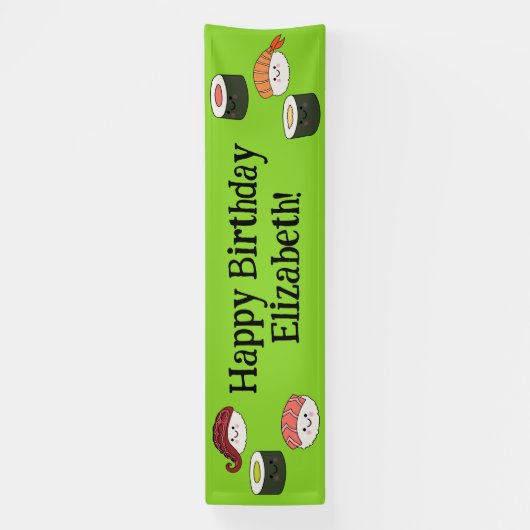 Schattigee Sushi Kinder 1e verjaardagsfeest Spandoek (Verticaal)