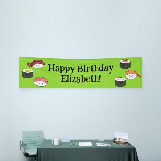 Schattigee Sushi Kinder 1e verjaardagsfeest Spandoek (Beurs)