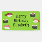 Schattigee Sushi Kinder 1e verjaardagsfeest Spandoek (Horizontaal)