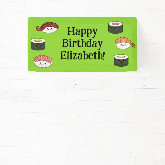 Schattigee Sushi Kinder 1e verjaardagsfeest Spandoek (Insitu)