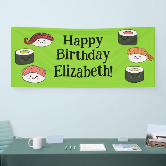 Schattigee Sushi Kinder 1e verjaardagsfeest Spandoek (Beurs)