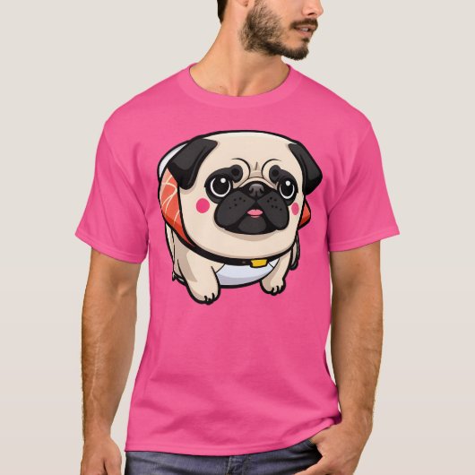 Schattigee sushi mopshond t-shirt (Voorkant)