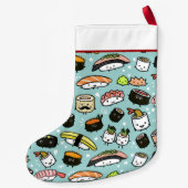Schattigee Sushi Patroon Grappig Kawaii Food Vakan Kleine Kerstsok (Achterkant)