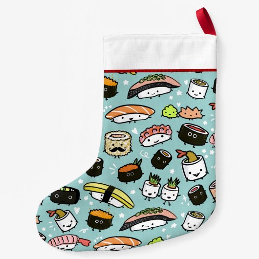 Schattigee Sushi Patroon Grappig Kawaii Food Vakan Kleine Kerstsok (Achterkant)