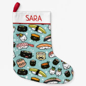 Schattigee Sushi Patroon Grappig Kawaii Food Vakan Kleine Kerstsok (Voorkant)