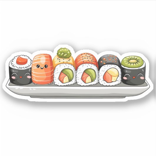 Schattigee sushi vinyl Stickers (Voorkant)