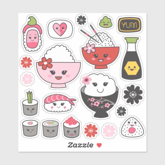 Schattigee sushi vinyl Stickers (Vel)