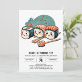 Schattigee Sushi Wonderland Printable Birthday Kaart (Staand voorkant)