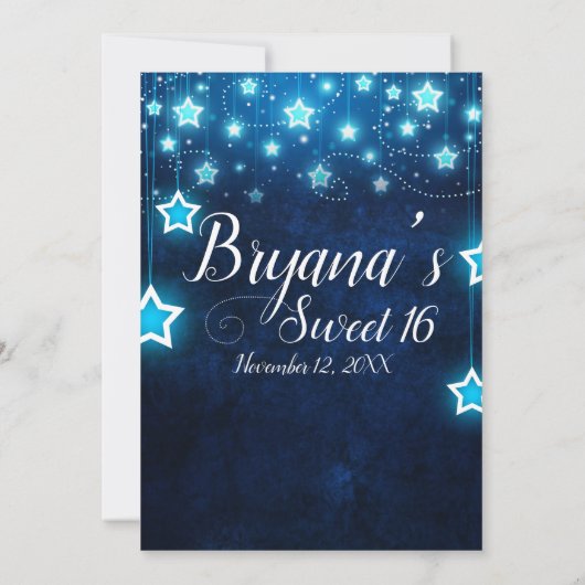 Schattigee Sweet 16 Uitnodiging op maat met sterve (Achterkant)