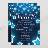 Schattigee Sweet 16 Uitnodiging op maat met sterve (Voorkant / Achterkant)