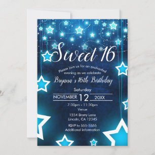 Schattigee Sweet 16 Uitnodiging op maat met sterve