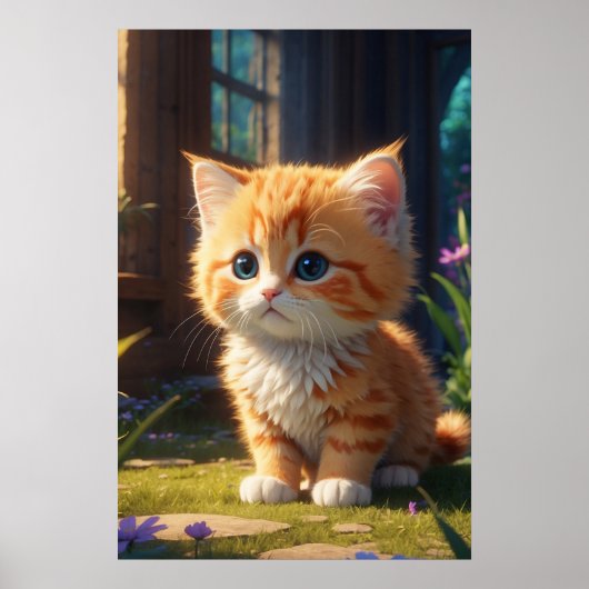 *~* Schattigee Sweet AP68 2:3 Kitten Sinaasappel T Poster (Voorkant)